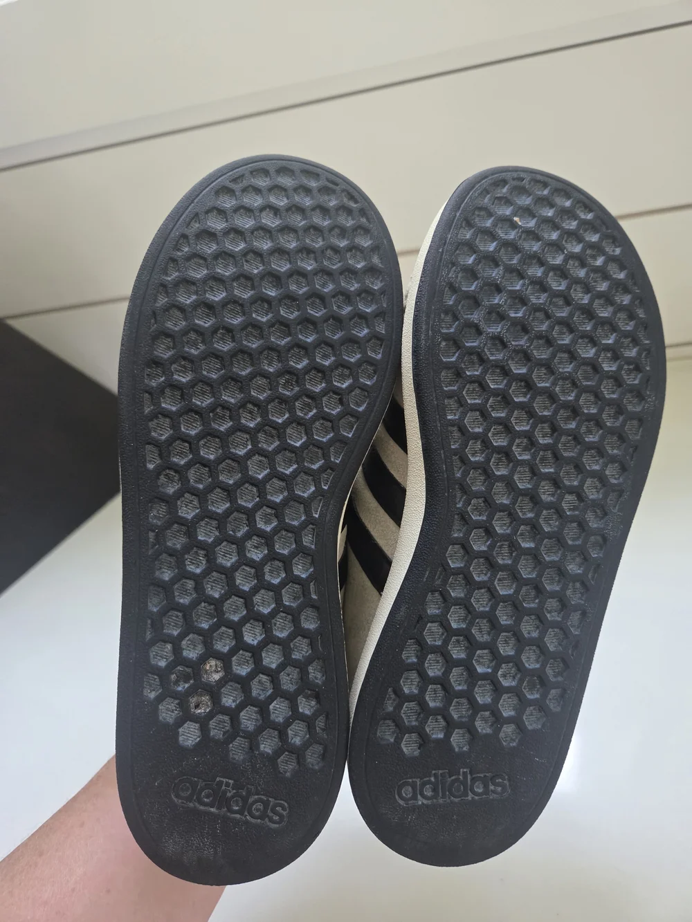 adidas Kids Cream Suede Sneakers with Black Stripes